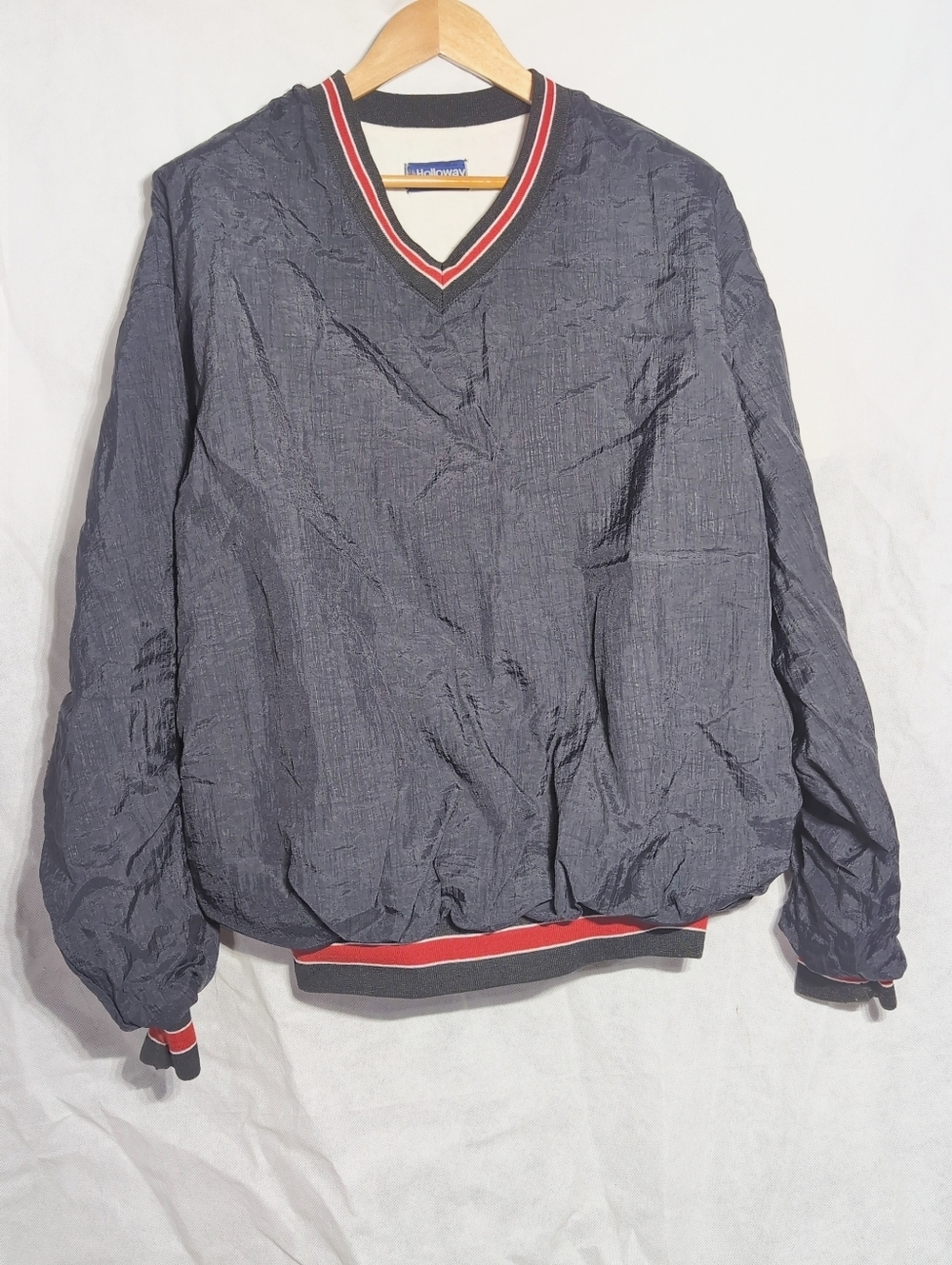 Vintage 1996 Holloway XL Windbreaker Pullover Jacket - Black with Red Trim